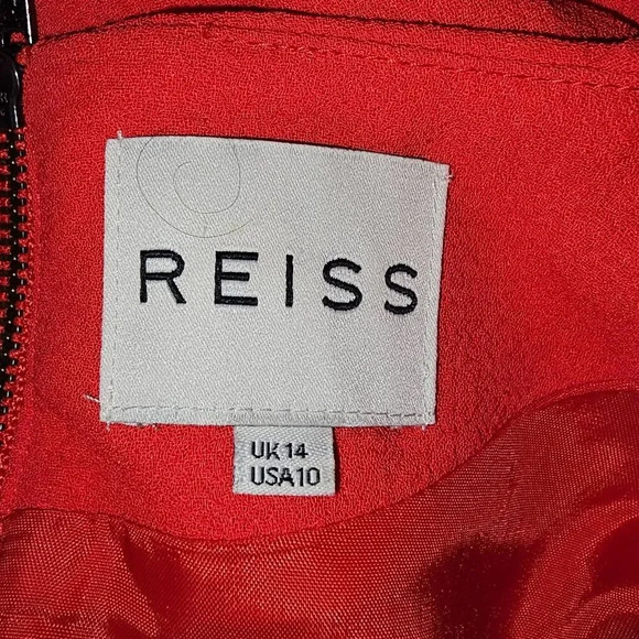 Reiss Womens Red‎ Lined V Neck Peplum Marcia Dress 10 - Picture 4 of 5